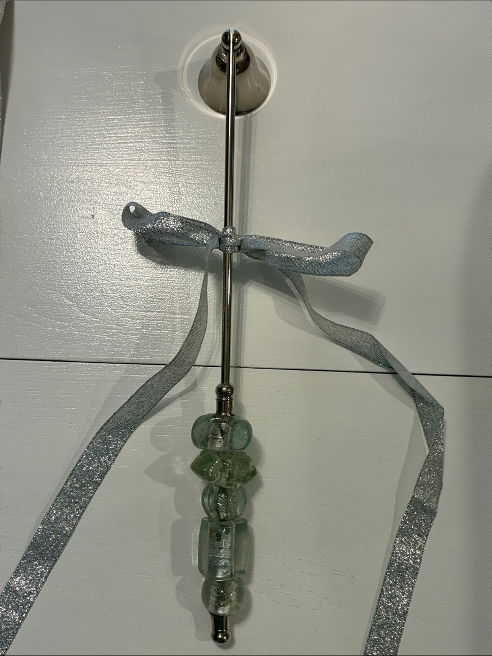 Silver Candle snuffer with Glass Handle